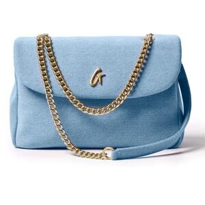 Glamaholic Medium Denim Flag Chain Shoulder Bag, NWT